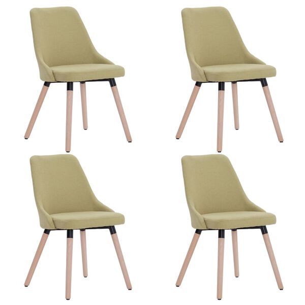 vidaXL Chaises &agrave; manger lot de 4 vert tissu