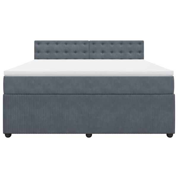 vidaXL Sommier &agrave; lattes de lit et matelas Gris fonc&eacute; 180x200cm Velours