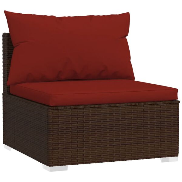 vidaXL Salon de jardin 8 pcs avec coussins r&eacute;sine tress&eacute;e marron