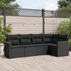 vidaXL Salon de jardin 5 pcs avec coussins noir r&eacute;sine tress&eacute;e