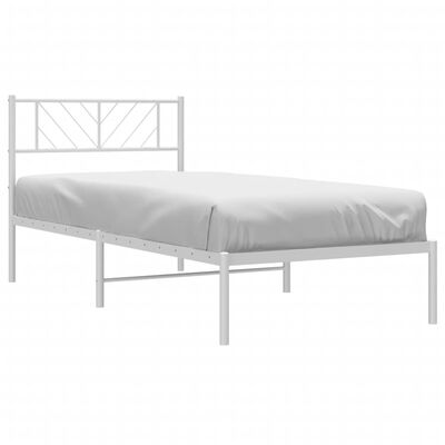 vidaXL Cadre de lit métal sans matelas avec tête de lit blanc 90x200cm