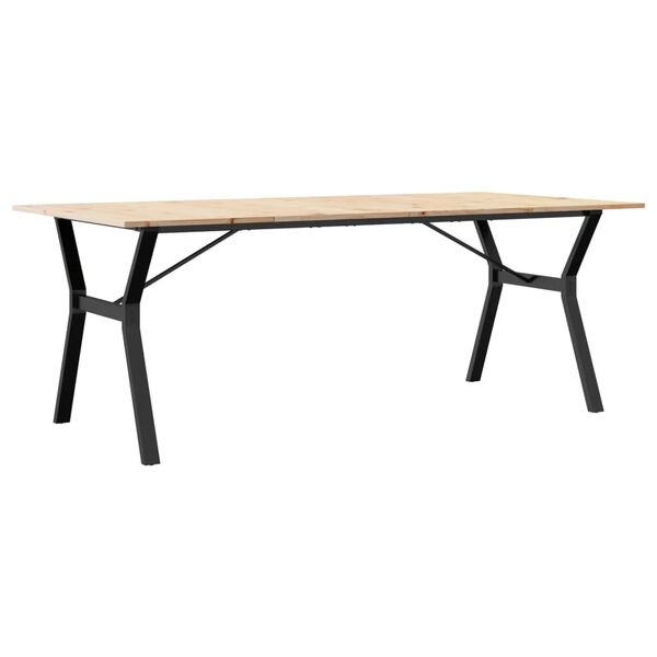 vidaXL Table &agrave; manger cadre en Y 200x100x75cm bois de pin massif acier