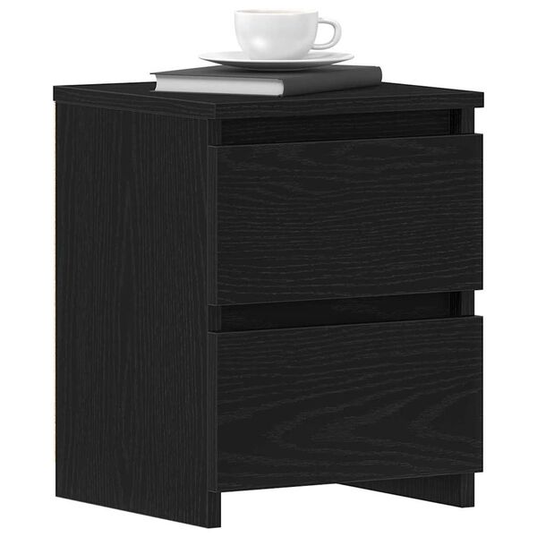 vidaXL Cabinet de chevet avec tiroir 2 pcs Ch&ecirc;ne noir 30 x 30 x 40 cm