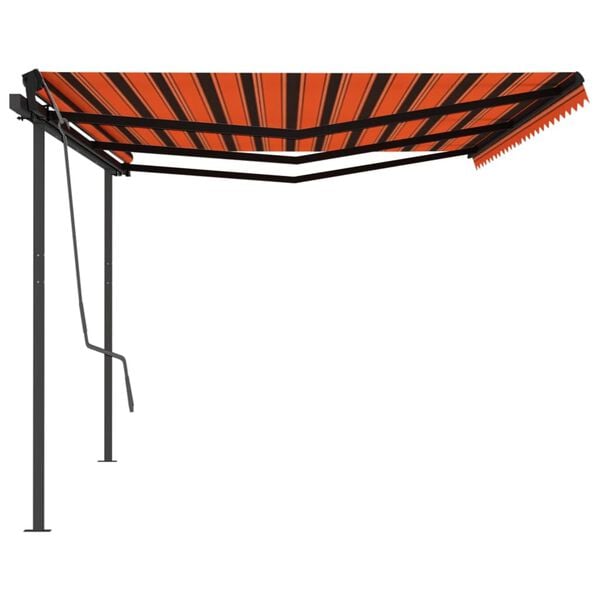 vidaXL Auvent manuel r&eacute;tractable avec poteaux 6x3 m Orange et marron