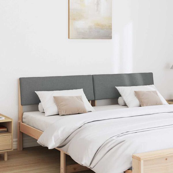 vidaXL T&ecirc;te de lit capitonn&eacute;e Gris fonc&eacute; 180 cm Pin massif