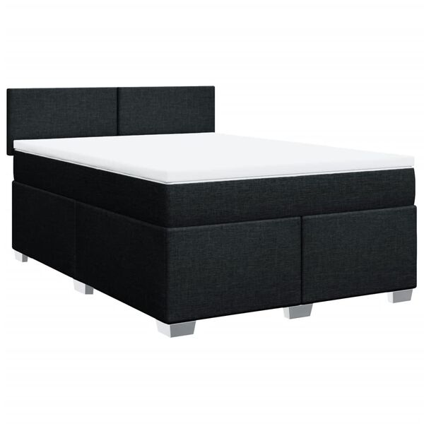 vidaXL Sommier &agrave; lattes de lit avec matelas Noir 140x190 cm Tissu