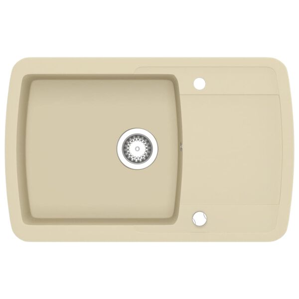 vidaXL Évier de cuisine Granit Seul lavabo Beige