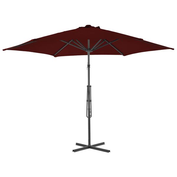 vidaXL Parasol de jardin avec m&acirc;t en acier rouge bordeaux 300x230 cm