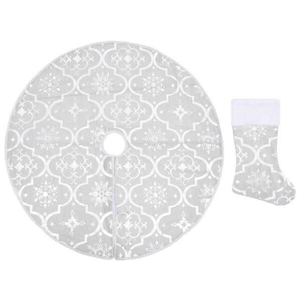 vidaXL Jupe de sapin de No&euml;l de luxe avec chaussette Blanc 122cm Tissu