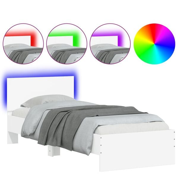 vidaXL Cadre de lit sans matelas avec lumi&egrave;res LED blanc 75x190 cm