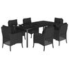 vidaXL Ensemble &agrave; manger de jardin coussins 7pcs Noir R&eacute;sine tress&eacute;e