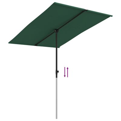 vidaXL Parasol de jardin avec mât en aluminium 2x1,5 m Vert