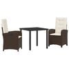vidaXL Ensemble de salle &agrave; manger pour jardin 3 pc Marron polyrotin