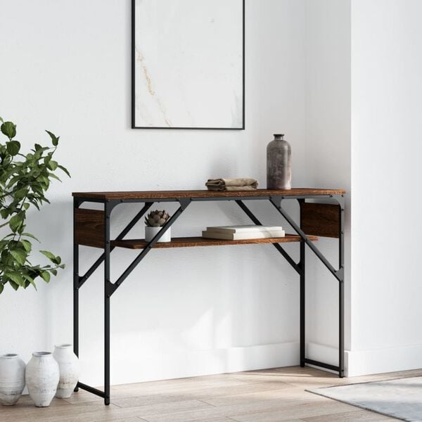 vidaXL Table console avec &eacute;tag&egrave;re ch&ecirc;ne marron 105x30x75 cm