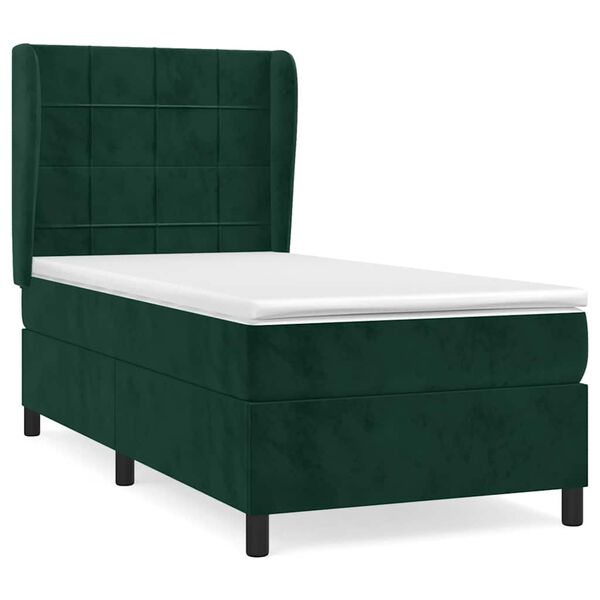 vidaXL Sommier &agrave; lattes de lit et matelas Vert fonc&eacute; 80x200 cm Velours