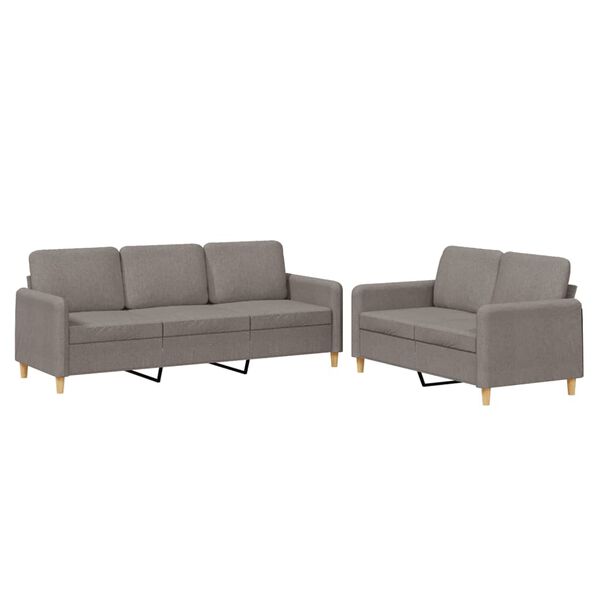 vidaXL Ensemble de canap&eacute;s 2 pcs avec coussins Taupe Tissu