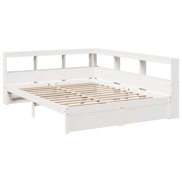 vidaXL Lit biblioth&egrave;que sans matelas blanc 160x200 cm bois pin massif