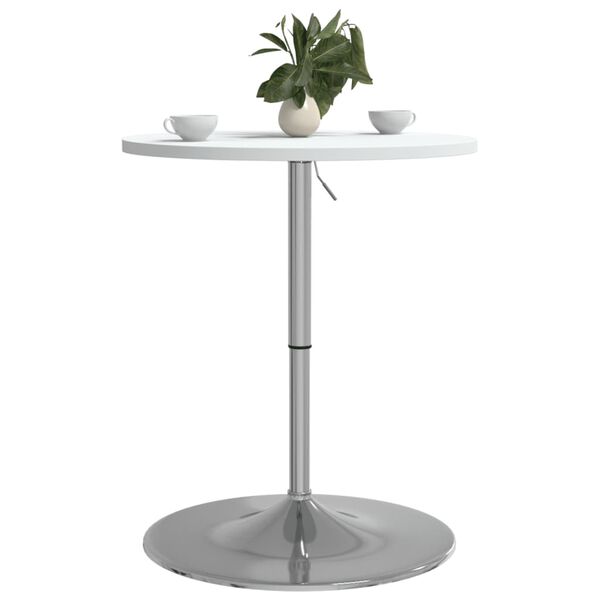 vidaXL Table de bar blanc 60x60x90cm bois d'ing&eacute;nierie et acier chrom&eacute;