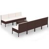 vidaXL Salon de jardin 8 pcs avec coussins r&eacute;sine tress&eacute;e marron