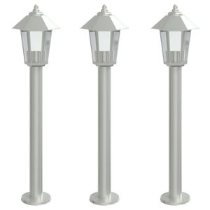 vidaXL Lampadaires d'ext&eacute;rieur 3 pcs argent&eacute; 80 cm acier inoxydable