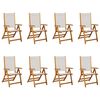 vidaXL Chaises pliantes 8 pi&egrave;ces en bois massif d'acacia et textil&egrave;ne