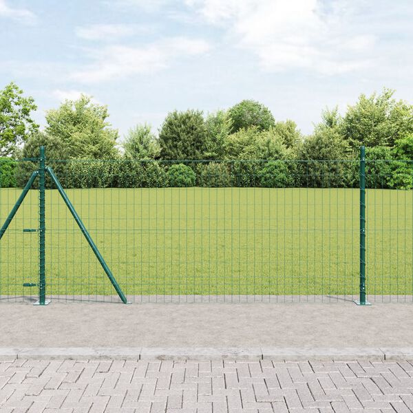 vidaXL Cl&ocirc;ture avec poteau Vert 0,8 x 25 m Acier et PVC
