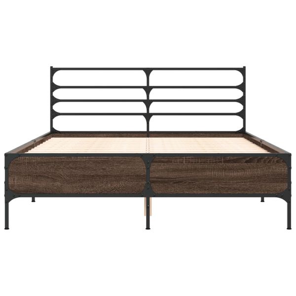vidaXL Cadre de lit sans matelas ch&ecirc;ne marron 135x190 cm
