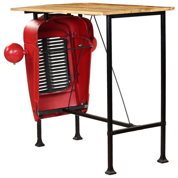 vidaXL Table de bar Bois de manguier 60x120x107 cm Rouge Tracteur