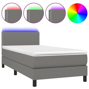 vidaXL Sommier &agrave; lattes de lit avec matelas et LED Gris fonc&eacute; 80x200cm