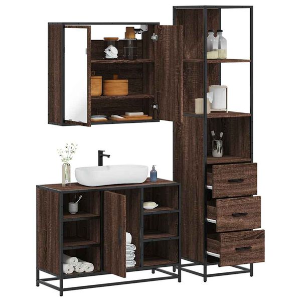 vidaXL Ensemble de meubles de salle de bain 3 pcs Chêne marron