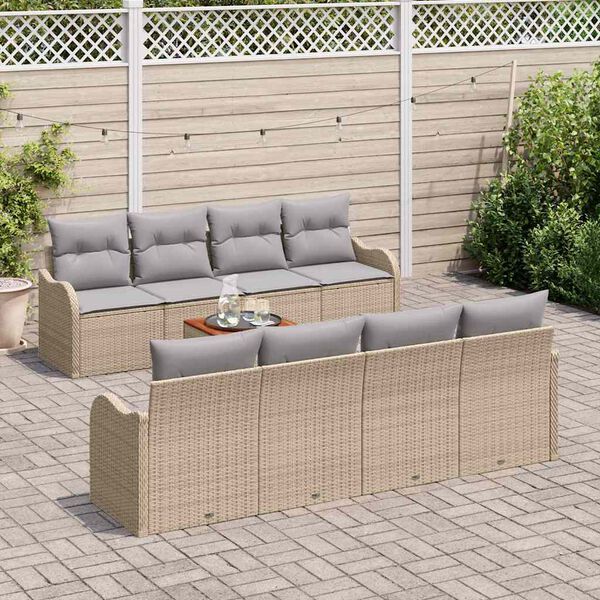 vidaXL Ensemble de canap&eacute; de jardin 9 pcs Beige et Gris clair
