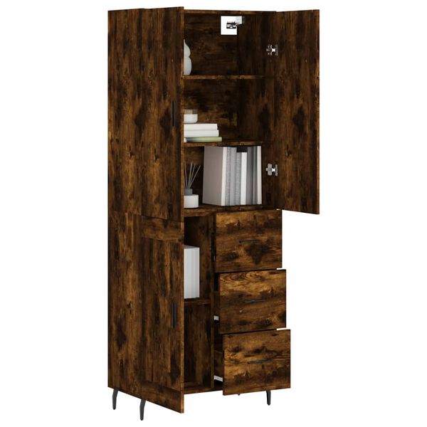 vidaXL Buffet haut Ch&ecirc;ne fum&eacute; 69,5x34x180 cm Bois d'ing&eacute;nierie