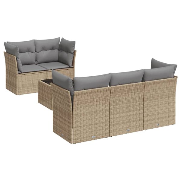vidaXL Salon de jardin avec coussins 6 pcs beige r&eacute;sine tress&eacute;e