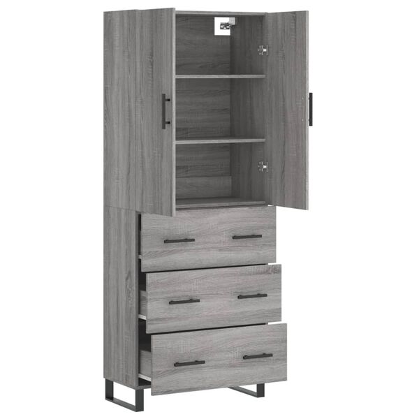 vidaXL Buffet haut Sonoma gris 69,5x34x180 cm Bois d'ing&eacute;nierie