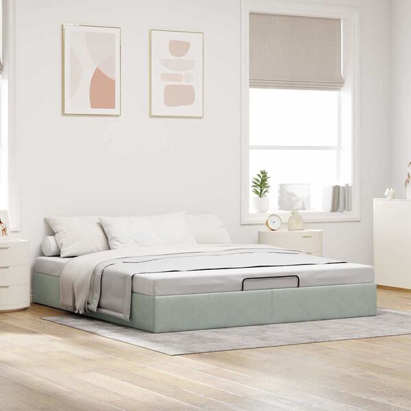 VidaXL Cadre de lit ottoman sans matelas gris clair 180x200 cm velours