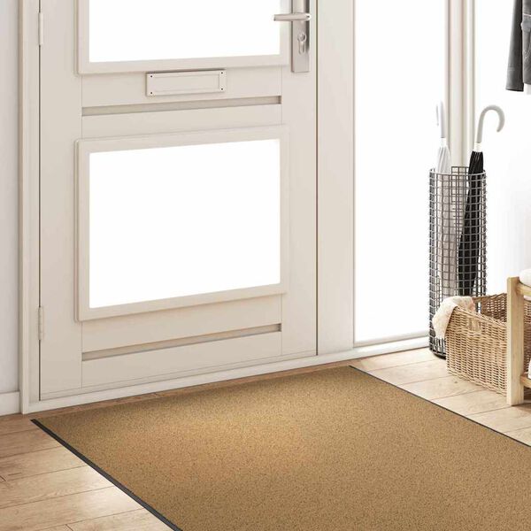 vidaXL Tapis d'entr&eacute;e Cr&egrave;me et noir 120 x 350 cm Polyamide et PVC