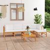 vidaXL Salon de jardin 6 pcs avec coussins cr&egrave;me Bois de teck solide