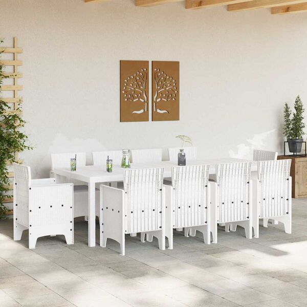 vidaXL Ensemble de salle &agrave; manger pour jardin 11 pcs Blanc