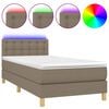 vidaXL Sommier &agrave; lattes de lit avec matelas LED Taupe 100x200 cm Tissu