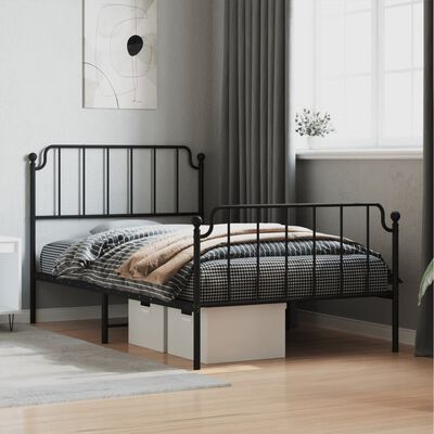 vidaXL Cadre de lit métal sans matelas avec pied de lit noir 107x203cm