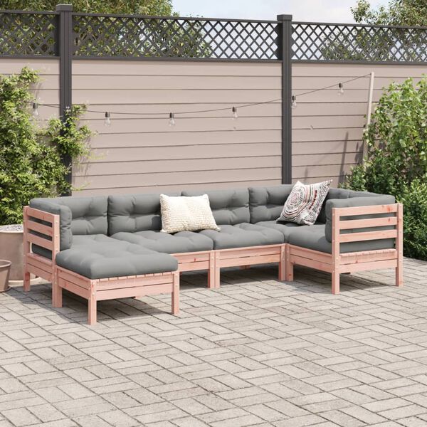 vidaXL Salon de jardin 6 pcs et coussins bois massif sapin de douglas