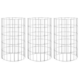 vidaXL Lit sur&eacute;lev&eacute; &agrave; gabion circulaire 3 pcs Acier galvanis&eacute; &Oslash;30x50cm