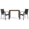 vidaXL Ensemble &agrave; manger de jardin avec coussins 3 pcs Noir