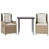 vidaXL Ensemble &agrave; manger de jardin et coussins 3 pcs Beige poly rotin
