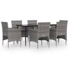 vidaXL Ensemble &agrave; manger de jardin coussins 7pcs Gris et noir