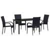 vidaXL Ensemble de salle &agrave; manger pour jardin 5 pc Noir