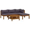 vidaXL Salon de jardin 5 pcs avec coussin Bois d'acacia solide