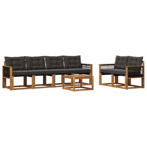 vidaXL Ensemble de canap&eacute;s d'ext&eacute;rieur 7 pc Naturel et noir