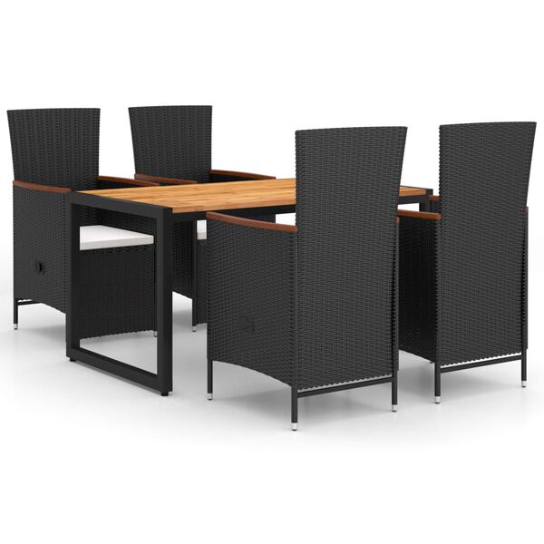 vidaXL Ensemble &agrave; manger de jardin 5 pcs noir