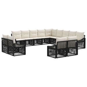 vidaXL Ensemble de canap&eacute; de jardin 13 pc Noir polyrotin